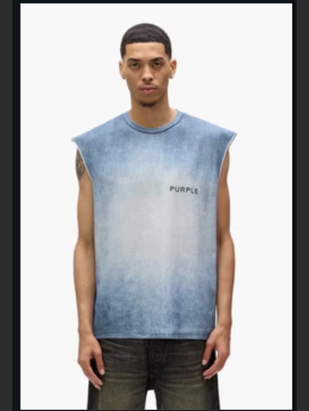 PURPLE Faux Denim Wordmark Tank